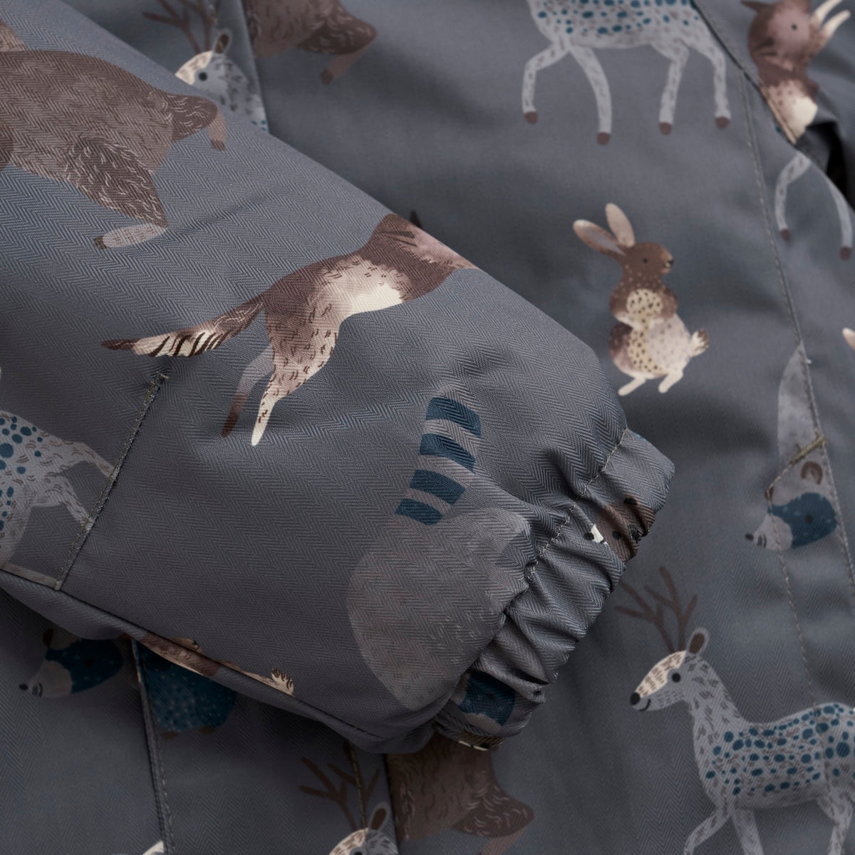 Boys’ Winter Jacket – Grey Woodland Animal Print, Waterproof & Breathable Snow Coat Jackets Minymo