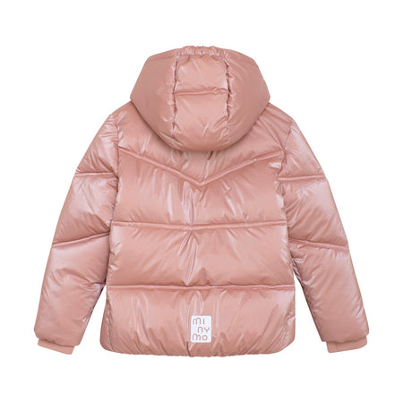 Kids Puffer Winter Jacket – Shiny Pink Quilted Coat with Removable Hood & Snow Cuffs Jackets Minymo