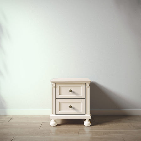 Romina Dakota Nightstand Nightstands Romina Furniture Bianco Satinato Bronze Swirl Knob