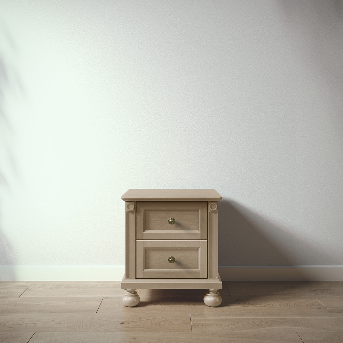 Romina Dakota Nightstand Nightstands Romina Furniture Sandstone Bronze Swirl Knob
