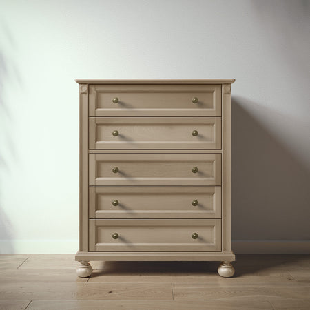 Romina Dakota Tall Chest Dressers Romina Furniture Sandstone Bronze Swirl Knob