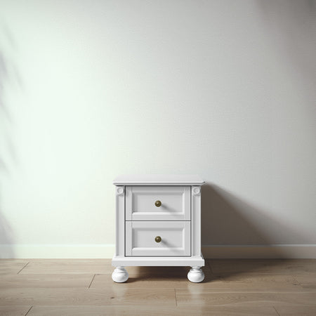 Romina Dakota Nightstand Nightstands Romina Furniture Solid White Bronze Swirl Knob