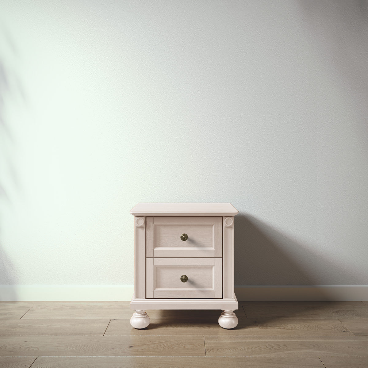 Romina Dakota Nightstand Nightstands Romina Furniture Washed White Bronze Swirl Knob