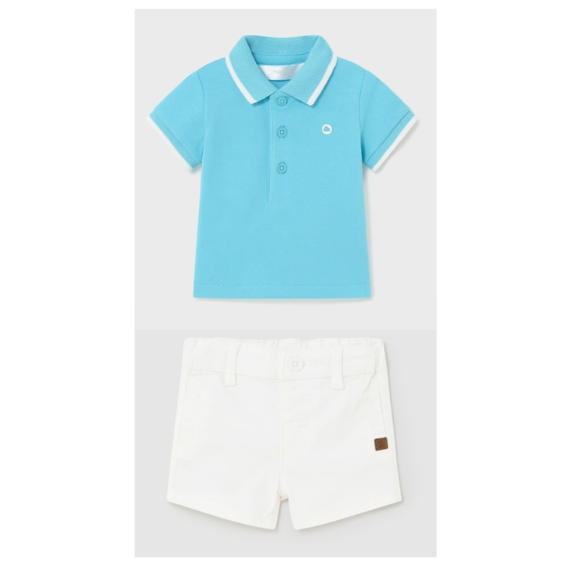 Capri Blue Polo Shirt w/ Shorts Set Clothing - Infant Mayoral
