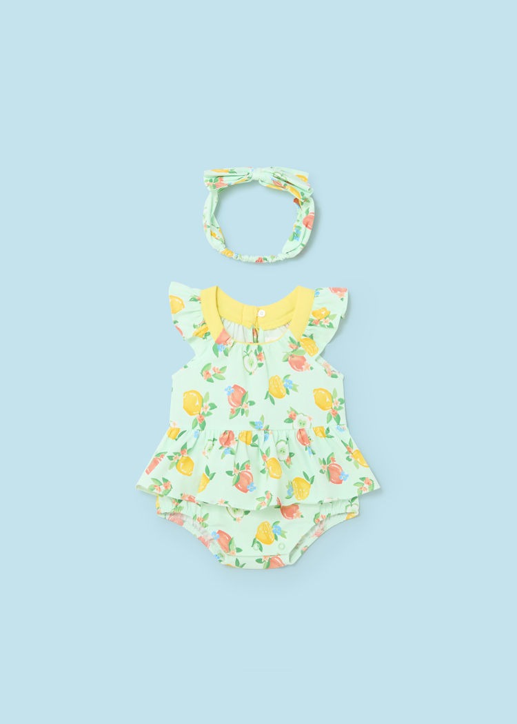 Pear Print Romper w/ Headband Clothing - Infant Mayoral