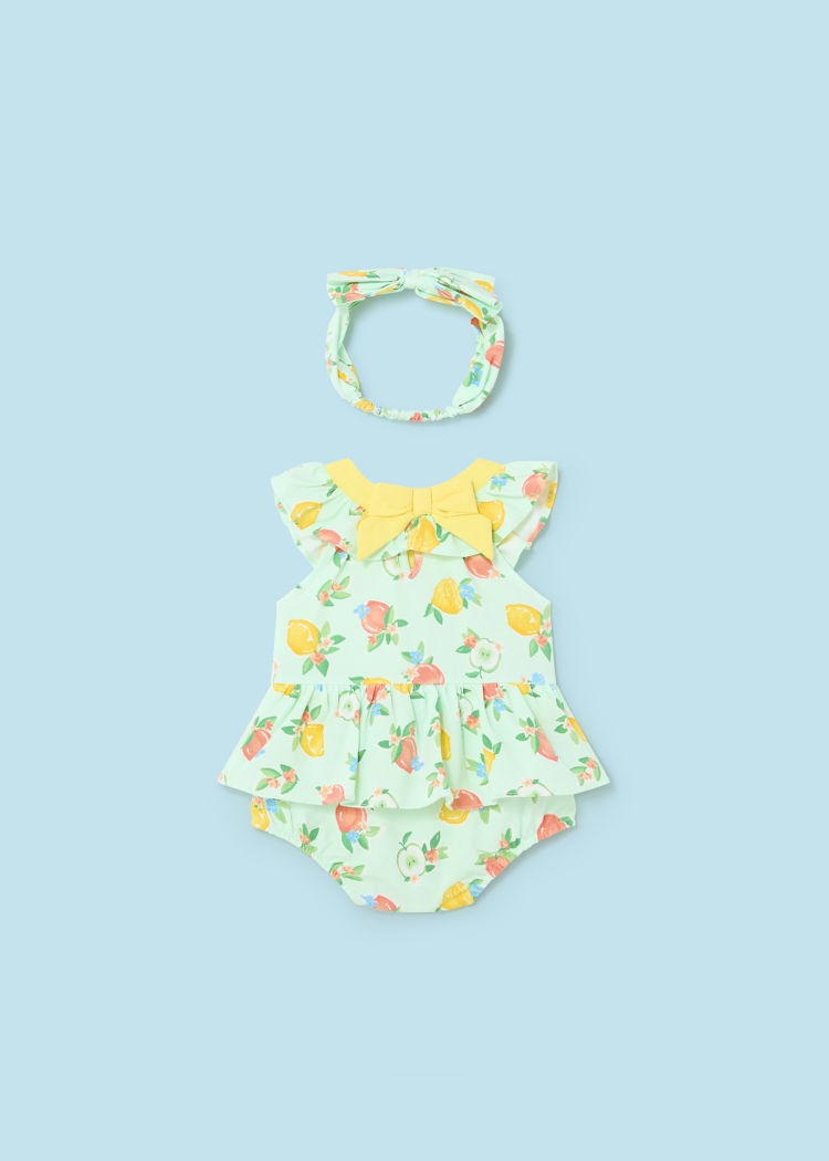 Pear Print Romper w/ Headband Clothing - Infant Mayoral