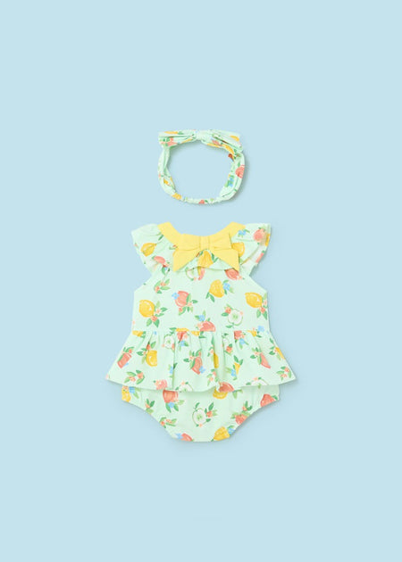 Pear Print Romper w/ Headband Clothing - Infant Mayoral