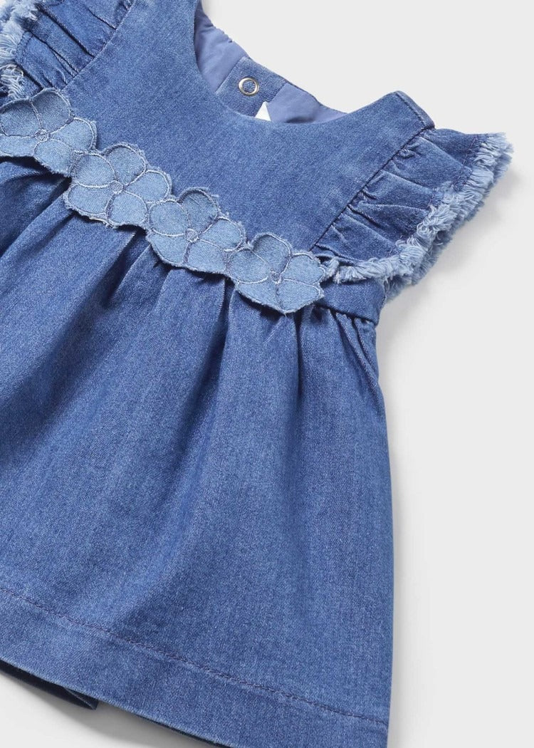 denim dress infant Vintage Cradle Togs Baby Girls Embroidered Bunny Jean Denim Dress Size 6-9M