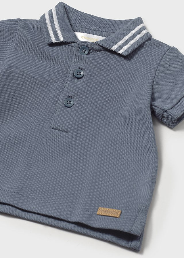 Newborn Navy Blue Polo Shirt + Linen Shorts