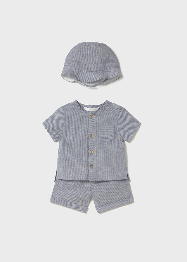 Newborn 3-Piece Star Blue Set with Hat