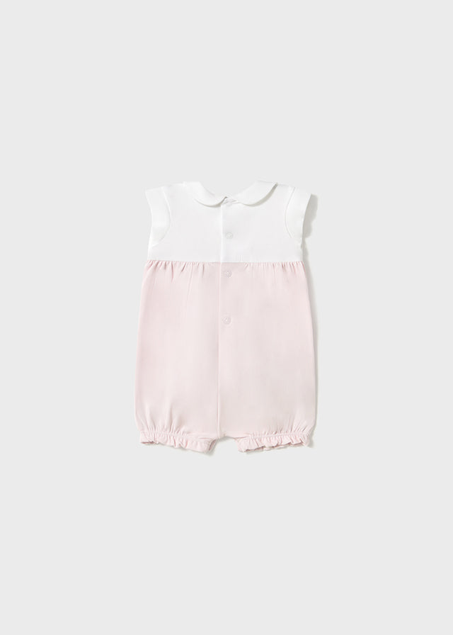 Newborn Collared Flower Pink Rompers