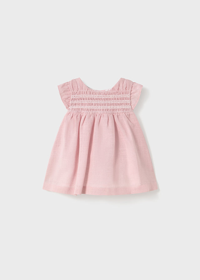 Mayoral Baby Pink Newborn Smocked Dress