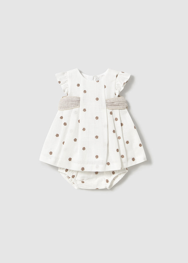 Mayoral-Baby Girls Ivory & Beige Dress Set