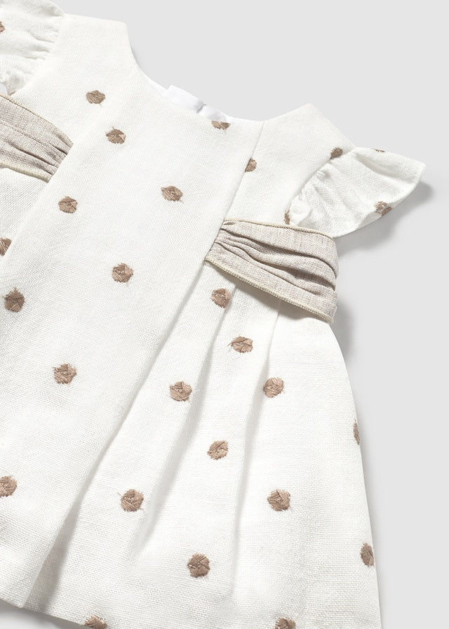 Newborn Cream Embroidered Dress with Bloomers