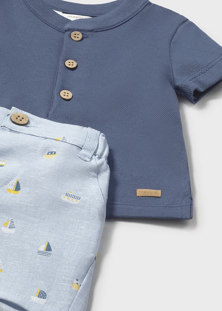 Mayoral Newborn Boy Nautical Printed Shorts and Polo Set Clothing - Boys Outfits Mayoral