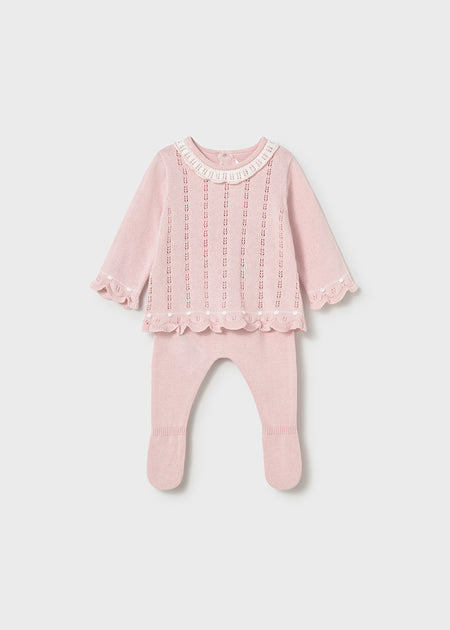 Mayoral Newborn Girl Knit Pants and Sweater Layette Set Clothing - Infant Mayoral Crystal Blink 0-1 Months