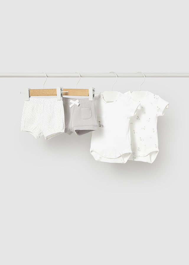 Mayoral Newborn Bodysuit + Shorts Set / Silver Clothing - Boys Outfits Mayoral