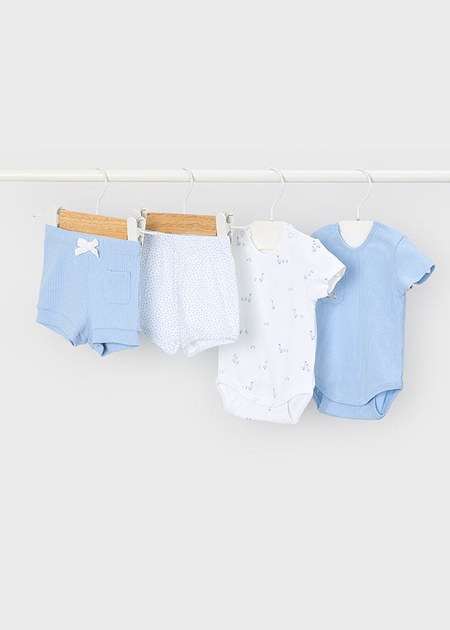 Mayoral Newborn Bodysuit + Shorts Set / Sky Blue Clothing - Boys Outfits Mayoral