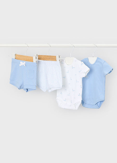 Mayoral Newborn Bodysuit + Shorts Set / Sky Blue Clothing - Boys Outfits Mayoral