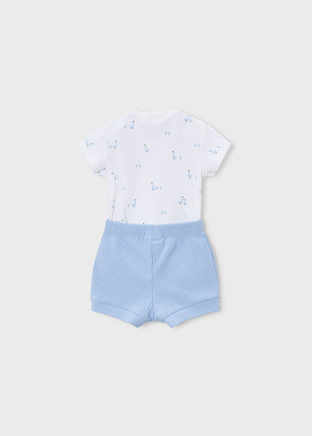 Mayoral Newborn Bodysuit + Shorts Set / Sky Blue Clothing - Boys Outfits Mayoral Blue Shorts 1-2 Months