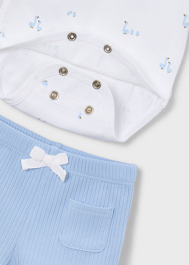 Mayoral Newborn Bodysuit + Shorts Set / Sky Blue Clothing - Boys Outfits Mayoral