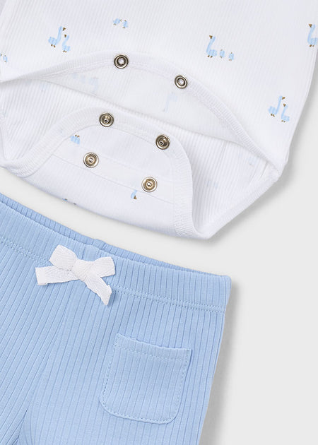 Mayoral Newborn Bodysuit + Shorts Set / Sky Blue Clothing - Boys Outfits Mayoral
