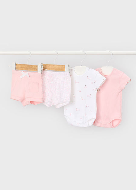 Mayoral Newborn Bodysuit + Shorts Set / Rose Pink Clothing - Boys Outfits Mayoral