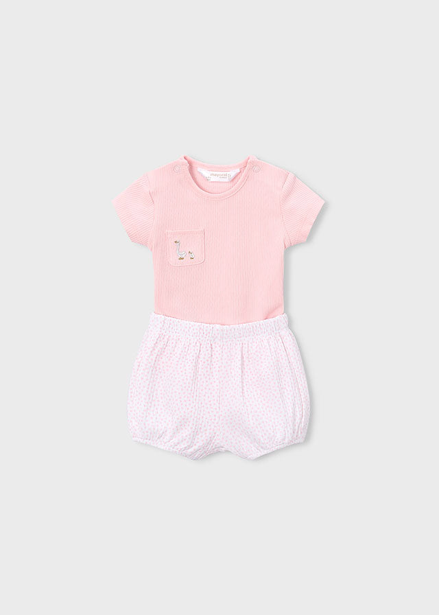 Mayoral Newborn Bodysuit + Shorts Set / Rose Pink Clothing - Boys Outfits Mayoral White Shorts 1-2 Months