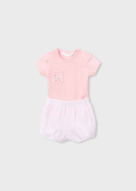Mayoral Newborn Bodysuit + Shorts Set / Rose Pink Clothing - Boys Outfits Mayoral White Shorts 1-2 Months