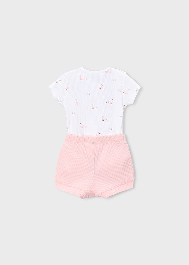 Mayoral Newborn Bodysuit + Shorts Set / Rose Pink Clothing - Boys Outfits Mayoral Pink Shorts 1-2 Months