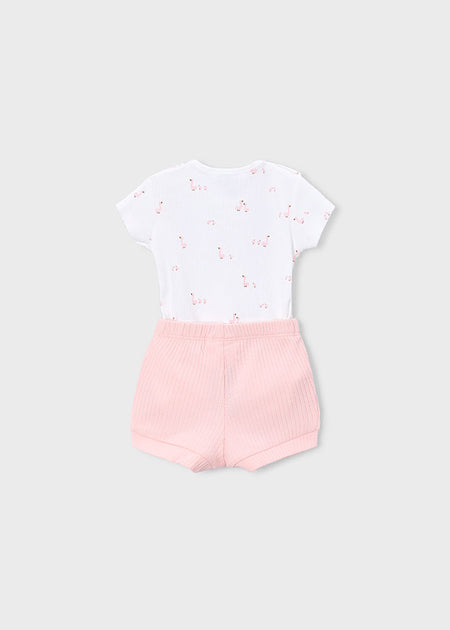 Mayoral Newborn Bodysuit + Shorts Set / Rose Pink Clothing - Boys Outfits Mayoral Pink Shorts 1-2 Months