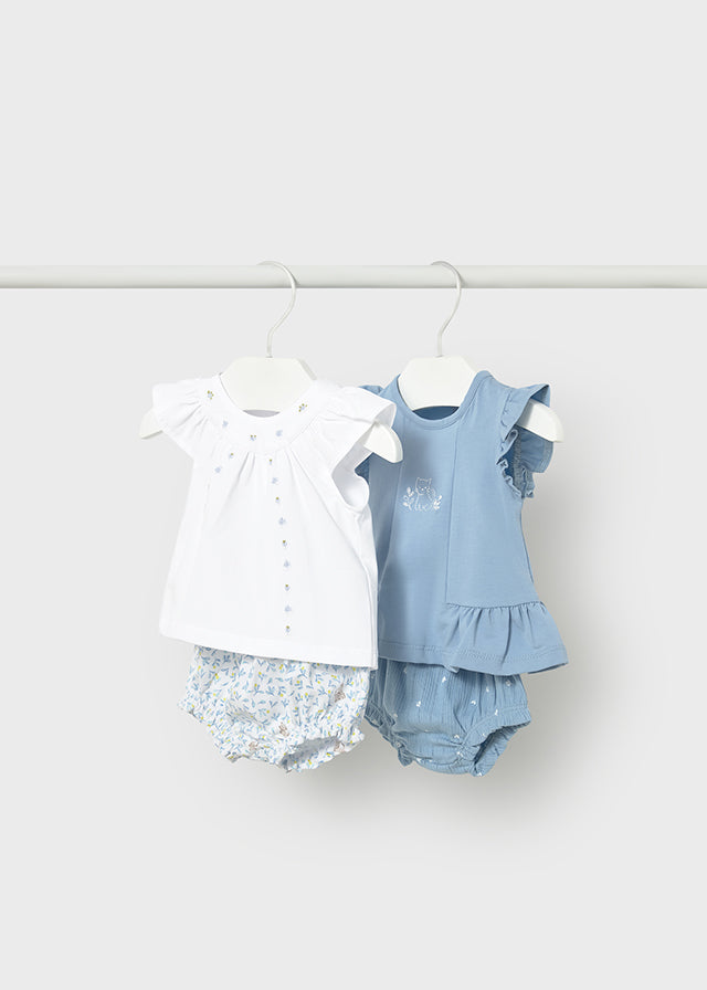 Mayoral Newborn Girl Shirt & Short Set \ Lagoon
