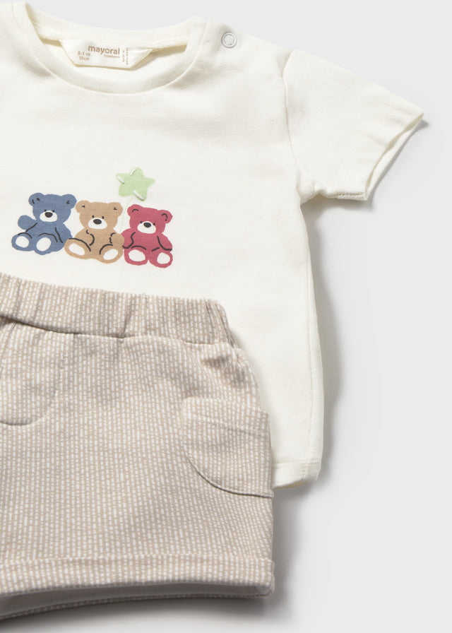 Mayoral Newborn Boy 2 Piece Shirt & Short Set \ Terracota Clothing - Boys Outfits Mayoral Tan Shorts 2-4 Months