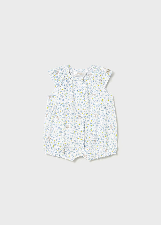 Mayoral Newborn Girl Printed Romper in Mint Lagoon