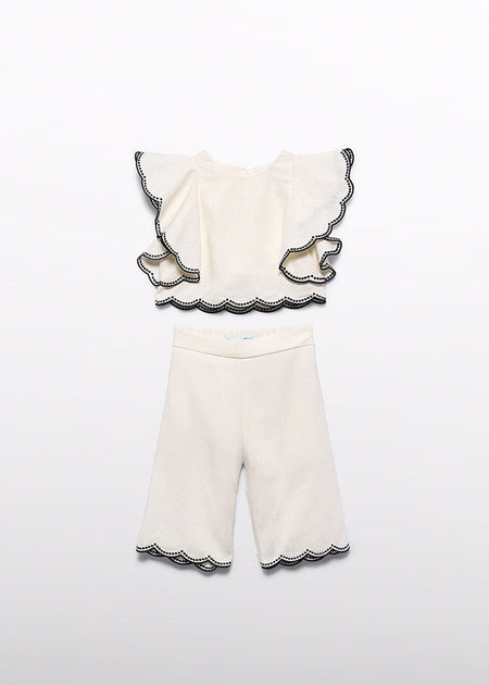 Embroidered Culotte Pants Set Clothing - Girls Outfits Abel & Lula