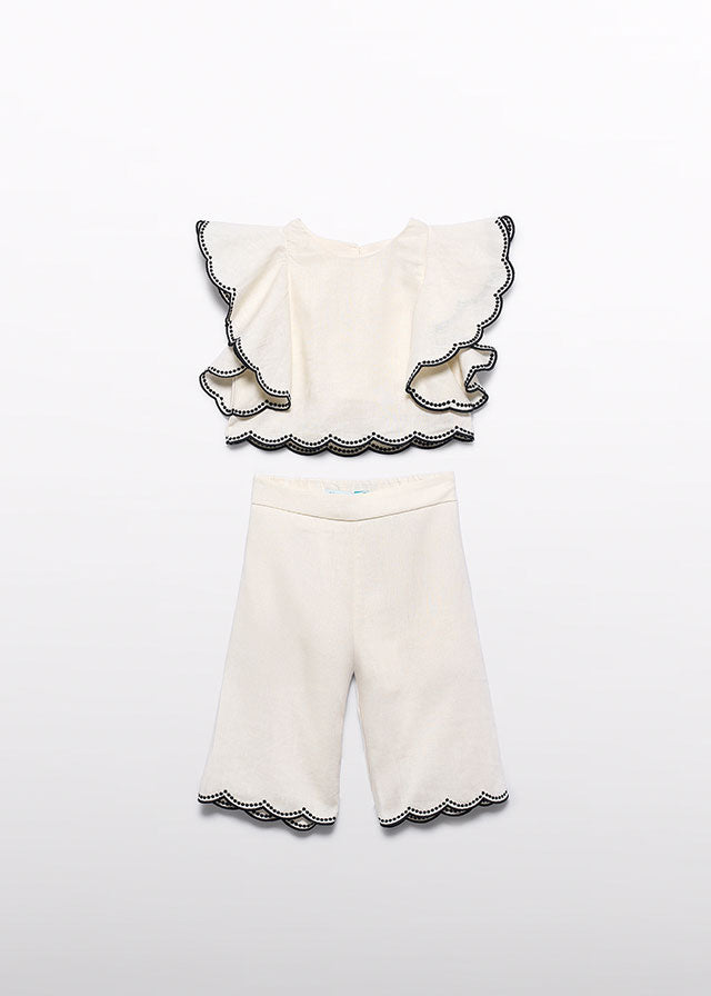 Embroidered Culotte Pants Set Clothing - Girls Outfits Abel & Lula