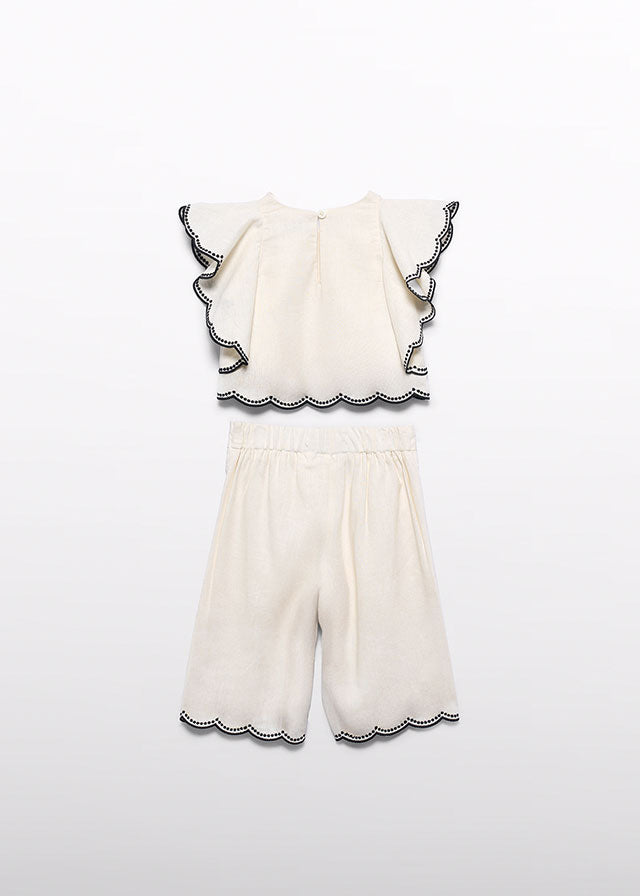 Embroidered Culotte Pants Set Clothing - Girls Outfits Abel & Lula