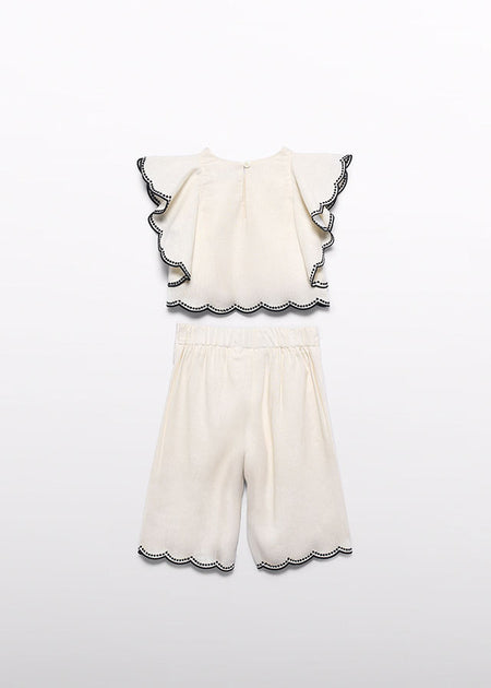 Embroidered Culotte Pants Set Clothing - Girls Outfits Abel & Lula