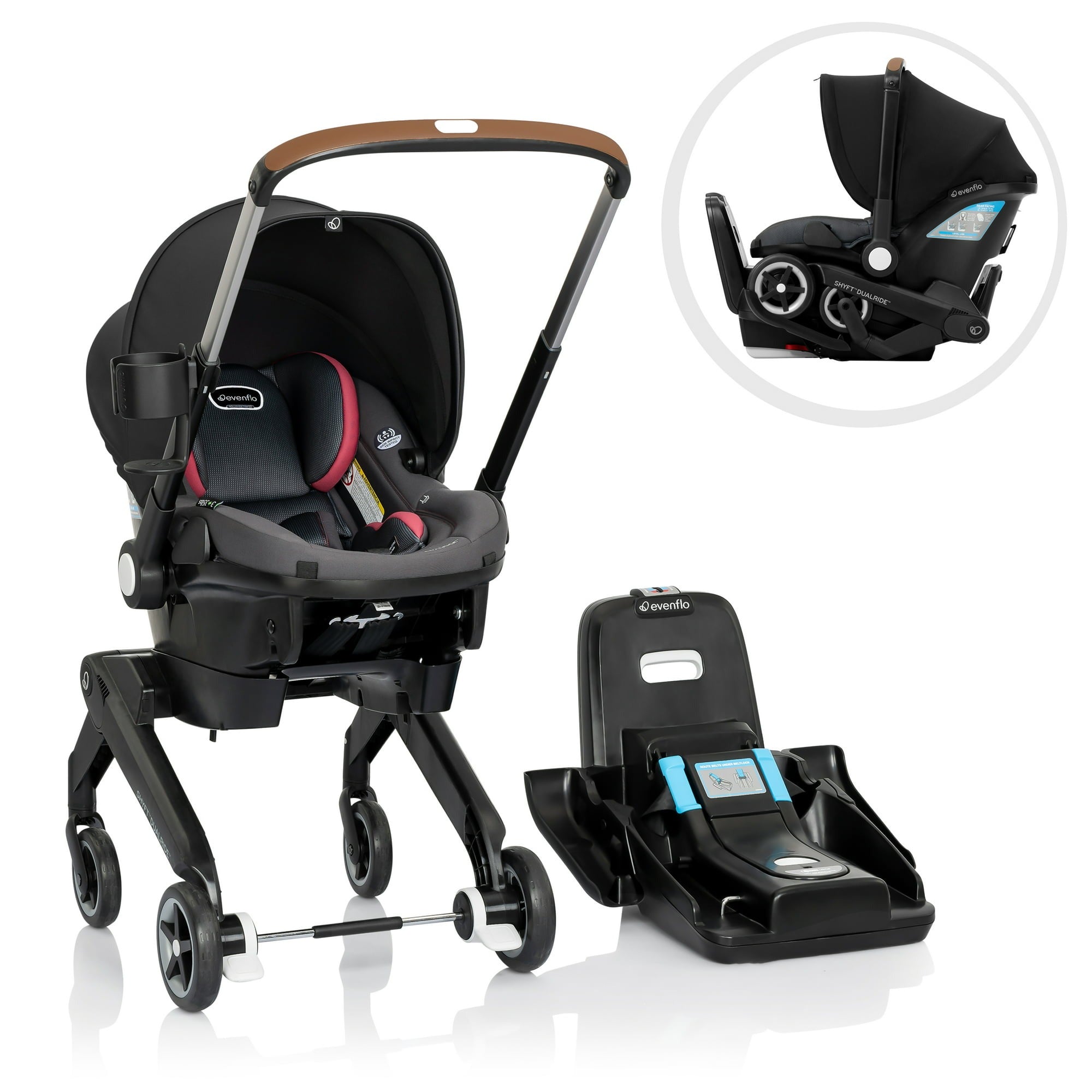 evenflo baby car seat and stroller Evenflo Shyft DualRide Infant Car Seat Stroller Combo with Carryall Storage