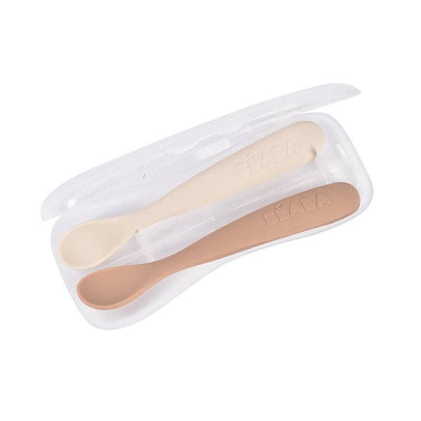 First Foods Silicone Spoons - Set of 2 - CLAY Plates, Bowls & Utensils BEABA & Childhome