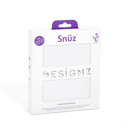 Bassinet 2 Pack Fitted Sheets - White Fitted Sheets Snuz