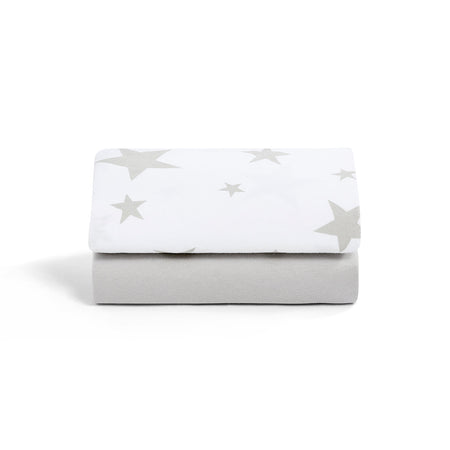 Twin Pack Bassinet Sheets - Grey Star Fitted Sheets Snuz