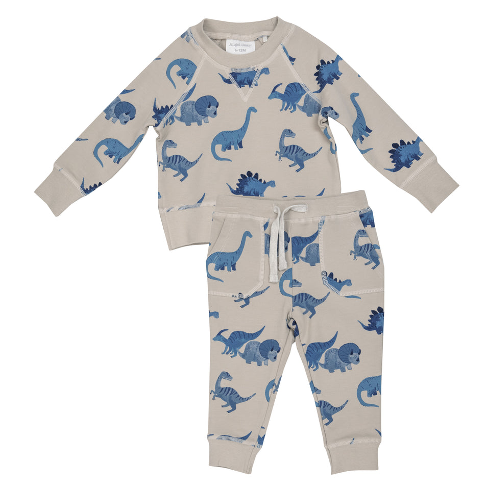 Dino French Terry Raglan Sweatshirt & Jogger Set