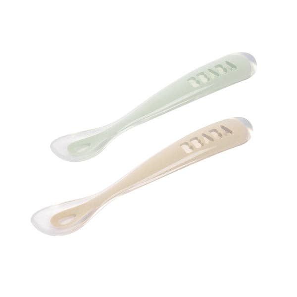 First Stage Silicone Spoon - Travel Set of 2 - CLAY Plates, Bowls & Utensils BEABA & Childhome