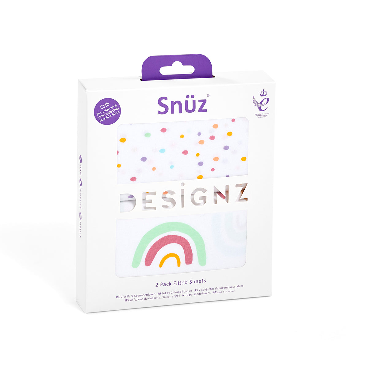 Snuz Twin Pack Bassinet Sheets - Multi Rainbow Fitted Sheets Snuz