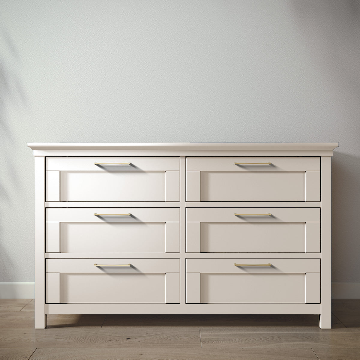 Romina Karisma Double Dresser Dressers Romina Furniture Bianco Satinato Bar Handle - Gold