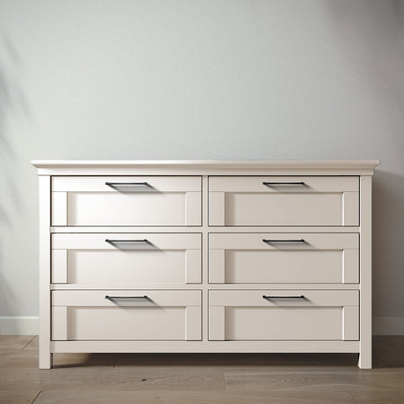 Romina Karisma Double Dresser Dressers Romina Furniture Bianco Satinato Bar Handle - Matte Black
