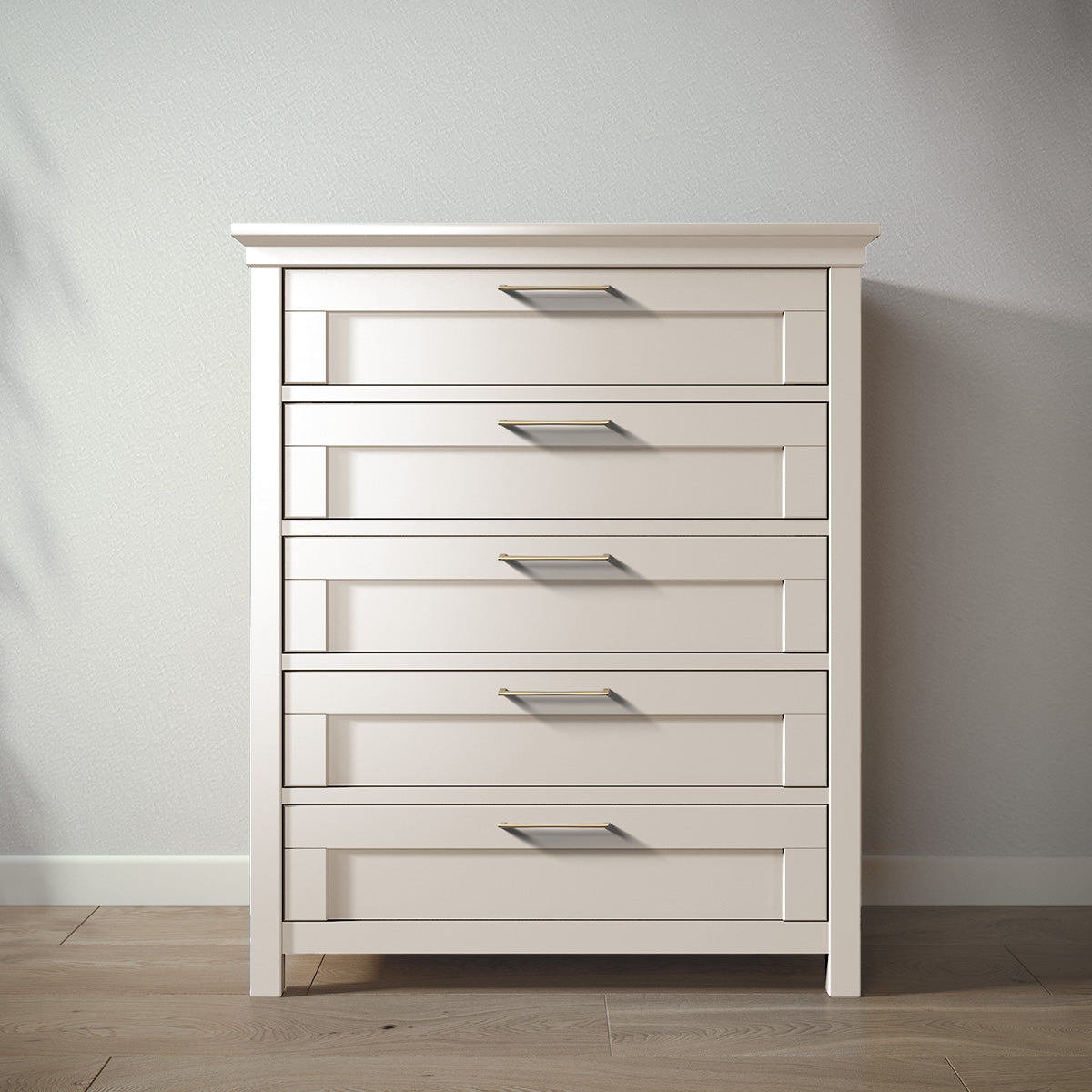 Romina Karisma Tall Chest Dressers Romina Furniture Bianco Satinato Bar Handle - Gold