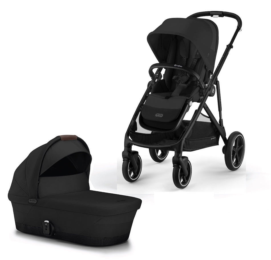 Cybex Cybex Gazelle S Stroller + Cot - Moon Black w/ Silver Frame