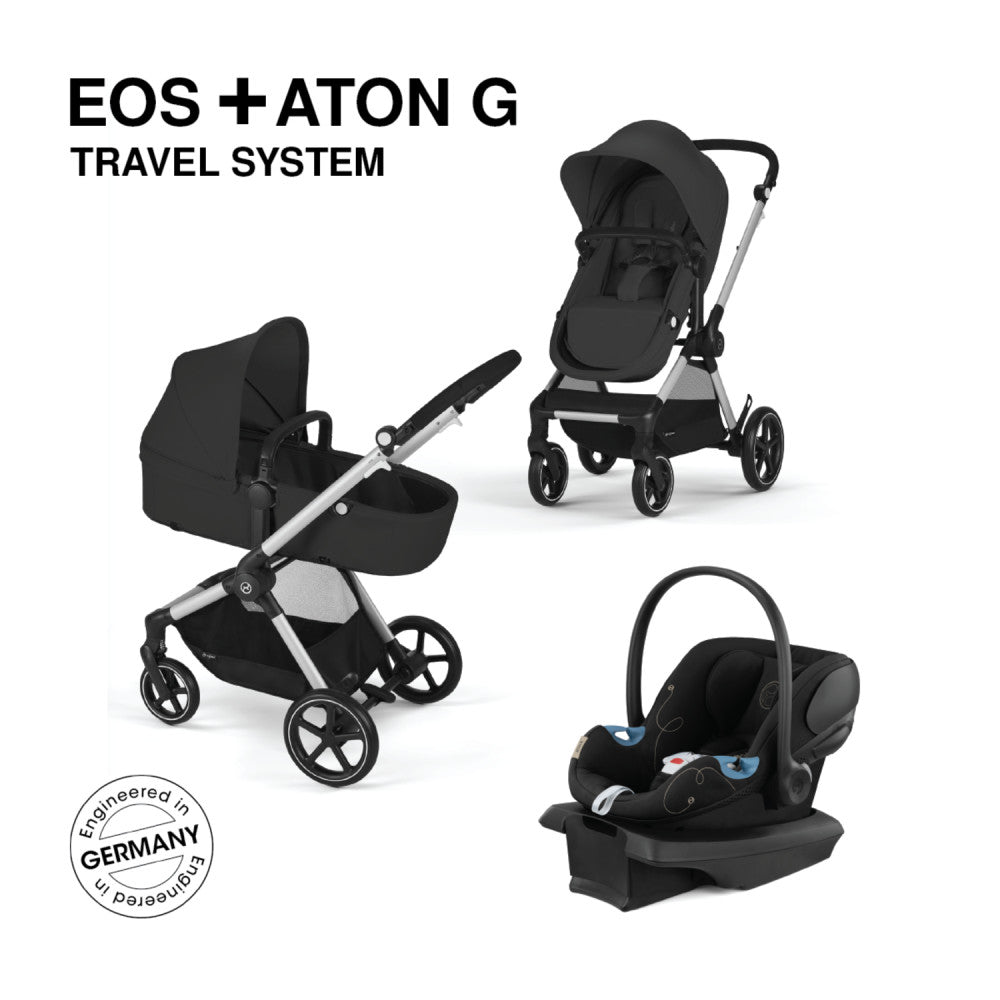 Cybex EOS 5-in-1 Aton G Travel System Moon Black w/ Black Frame